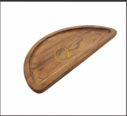 Acacia Wooden D-Shaped Platter