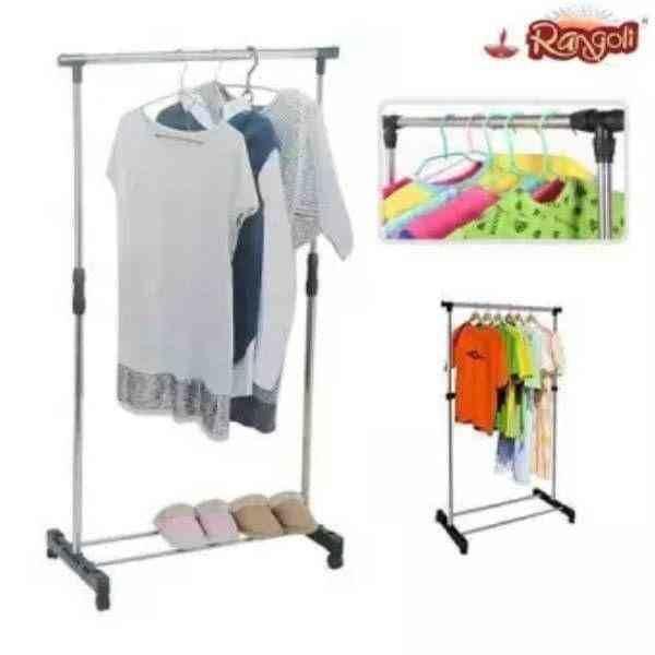 Adjustable Single Pole Telescopic Stainless Steel Clothes Rack