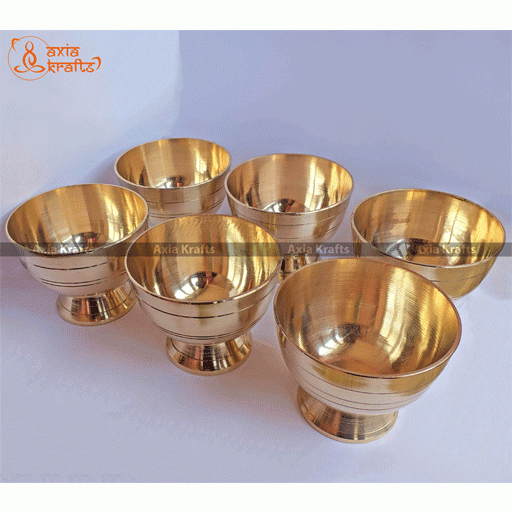 Brass Bowl Set 2.6 inches Set of 6 (Heavy Dhalod Kachaura)