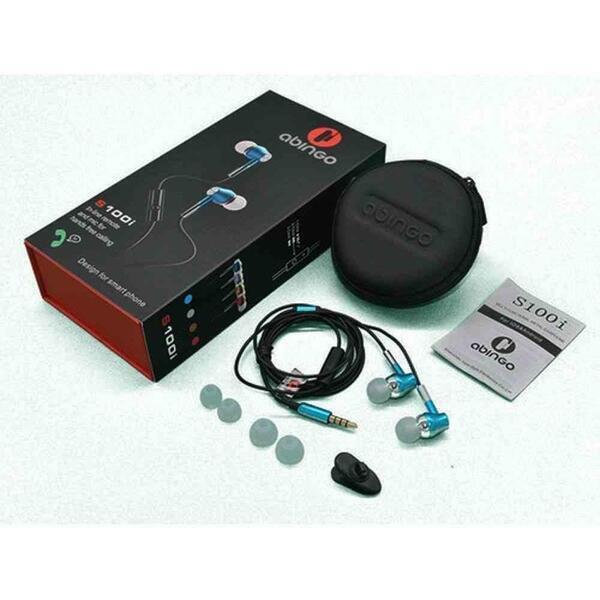 Earphone Abingo S100i Stereo Metal Earphone HiFi Earbuds Headset with Microphone Phone 3.5mm Jack Wired Gaming Earphones for All Smart Phone