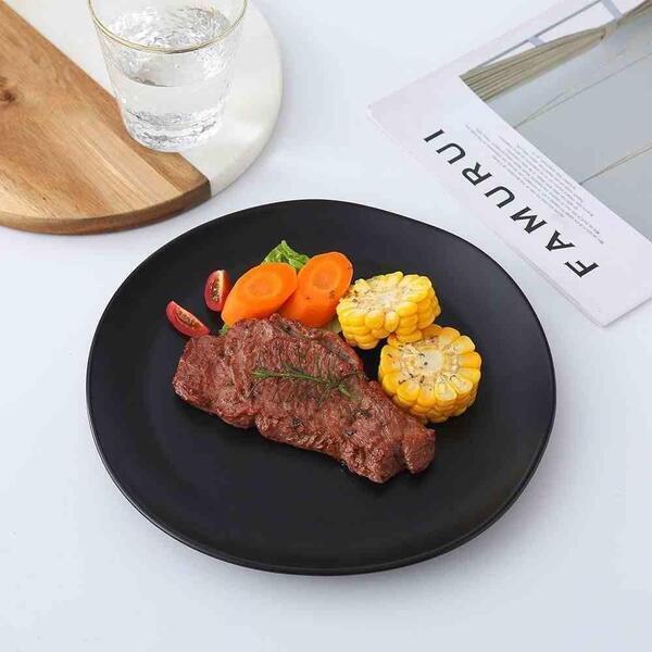 Flat Plate Round 25cm Black Set Of 6pcs