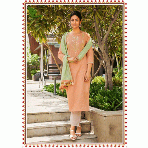 FuLoo’S Simi Cotton Embroidered Kurtis with Pants and Chunni #05