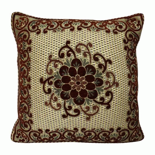 Golden/Maroon Floral Pattern Cushion Cover Pack Of 5