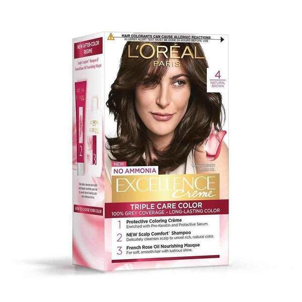 L'Oreal Paris Excellence Creme Hair Color 4 Natural Brown 72ml+100g
