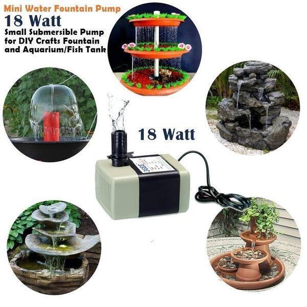 Mini Water Fountain Submersible Pump 18 Wt. Small Submersible Pump for DIY Crafts Min Vertical Fountain and Aquarium/Fish Tank