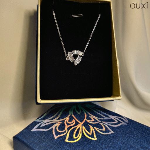 OUXI Silver/ White Sparkling Trilogy Pendant With Chain For Women- C10654-1010