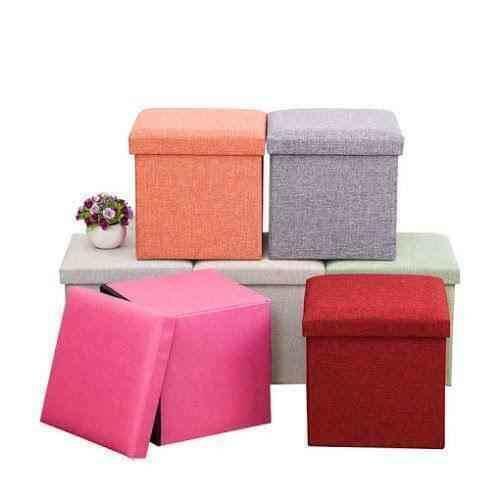 Seville Classic Foldable Storage Ottoman Stool