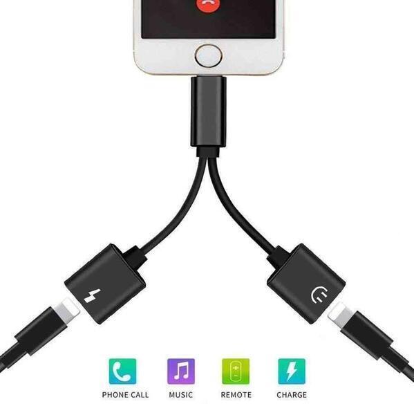 Splitter Adapter For Iphone X/8/8Plus/7/7Plus -Black