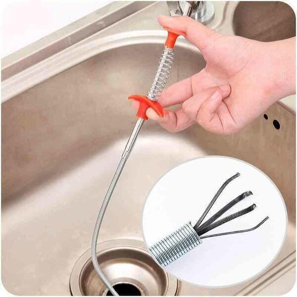 Spring Pipe Dredging Tools, Drain Snake, Drain Cleaner Sticks Clog Remover Cleaning Tools Household for Kitchen Sink - 90cm