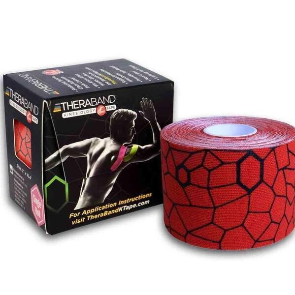 TheraBand Kinesiology Tape standard roll 5.1 cm x 5 m (2” x 16.4’) /Hot Red/Black Print