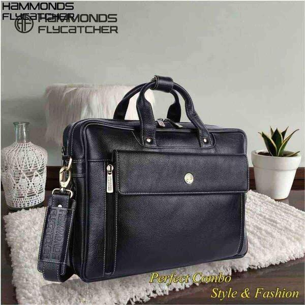 Hammonds Flycatcher 15.6 inch Dual Compartment Genuine Leather Laptop Bag With Expandable Features