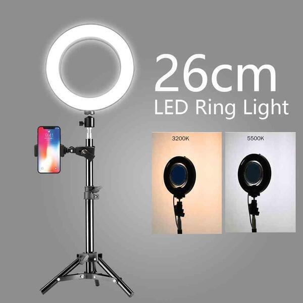 10 Inch 26cm LED Ring Light Dimmable 3200K-5500K With Tripod For Studio/Photography/Photo/Makeup/Live/Video Selfie Ring Lamp