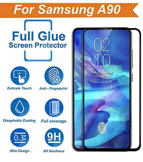 10D/11D Full Screen Tempered Glass for Samsung Galaxy A90 - Black Color