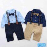 2pcs Summer Clothes Set Bow-tie T-shirts+Suspender Pants