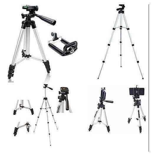 3110 Foldable Camera Tripod With Mobile Clip Holder Bracket, Fully Flexible Mount Cum Tripod, Standwith 3D Head & Quick Release Plate (Black)