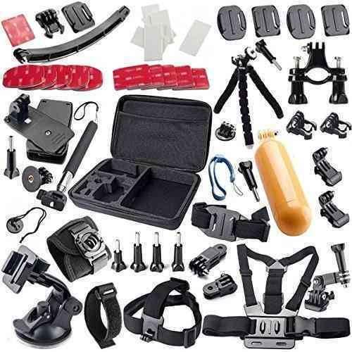 42-In-1 Action Camera Accessorries Kit Mount For Gopro Hero 8 Max 7 6 5 4 3 3+ 2 1 Black Gopro 2018 Session Fusion Silver Insta360 Dji Akaso Apeman Yi Campark Sjcam Xiaomi (Carrying Case)
