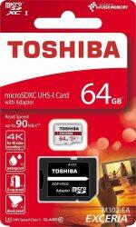 64 Gb  Micro Sdhc Class 10 Uhs-1 Exceria 90Mb/S Memory Card With Adaptor