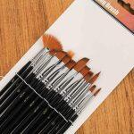 Artist Paint Brush Set Of 12, Synthetic Professional Quality For Watercolor And Acrylics