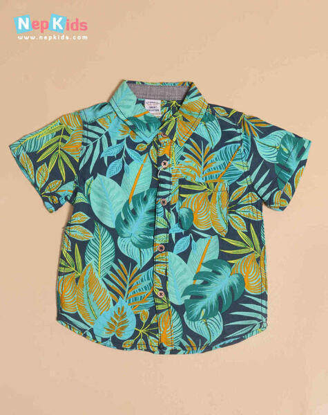 Beach Leaf Soft And Light Cotton Shirt For Boys
