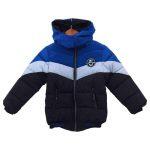 Blue Polyester Front Pocket Design Inner Fur Jacket For Boys