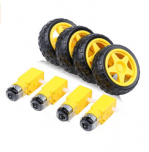 Bo Motor Gear Motor Duel Shaft BO Motor 150 RPM With Wheel, Black and Yellow 4 Pcs Set
