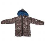 Brown Abstract Printed Jacket For Kids