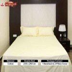 Cream Colored Cotton Lining Double Bed Sheet With 2 Pillow Covers
