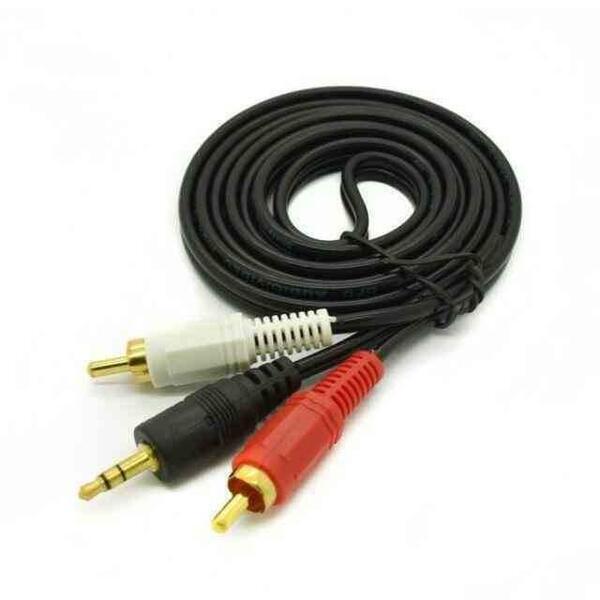 Dvd Audio 3.5Mm Phono Plug Cable Phone Male Adapter Speaker Jack To 2 Rca