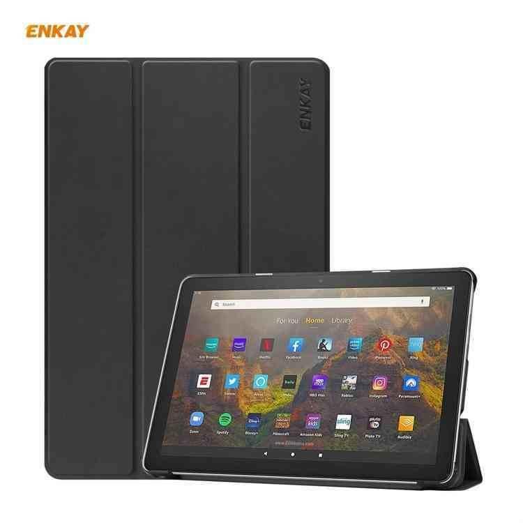 For Amazon Fire HD 10 / 10 Plus (2021) ENKAY PU Leather + Plastic Smart Case with Three-folding Holder