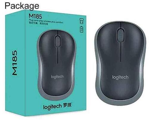 M185 Wireless Mouse USB for PC, Laptop, Grey with Ambidextrous Design-Black