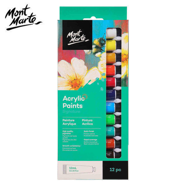 Mont Marte Acrylic Paints 12pc x 12ml