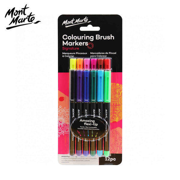 Mont Marte Colouring Brush Markers 12pc