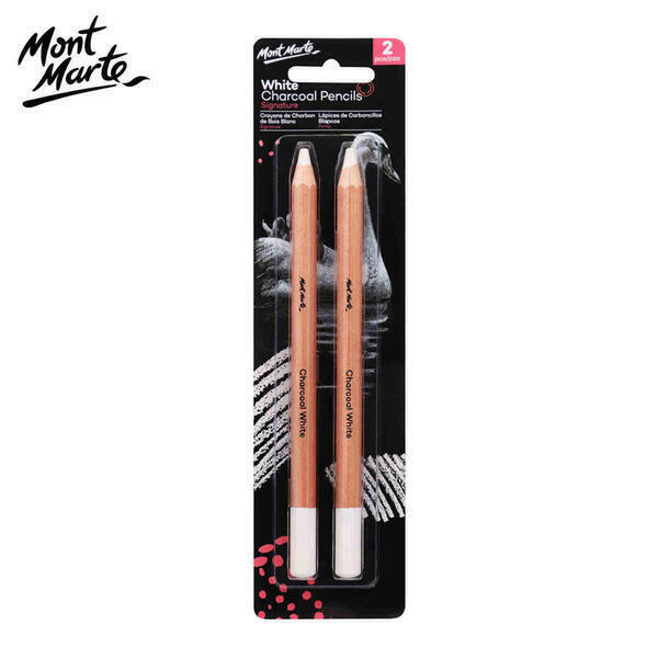 Mont Marte White Charcoal Pencils Lge Hex 2pc