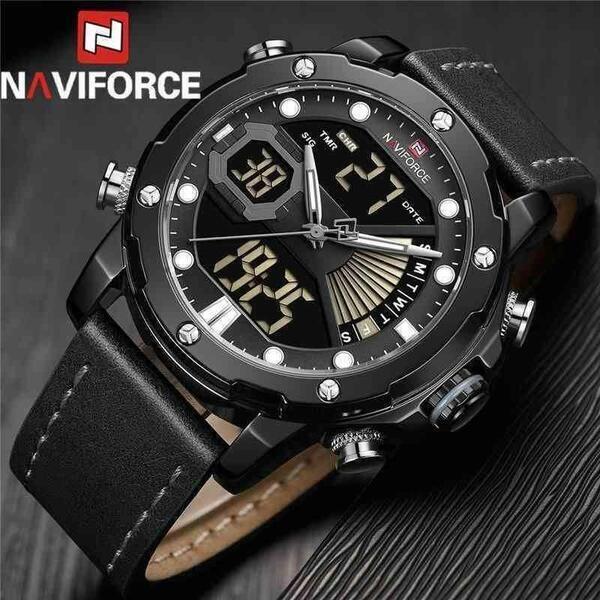 NAVIFORCE Nf9172 Dual Time Digital Analog Function Fashion Watch - Black