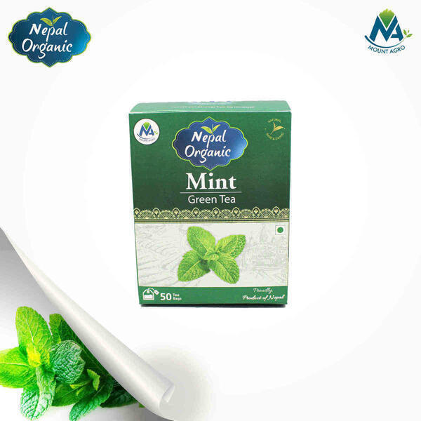 Nepal Organic Green Tea With Mint 50 Tea Bags -