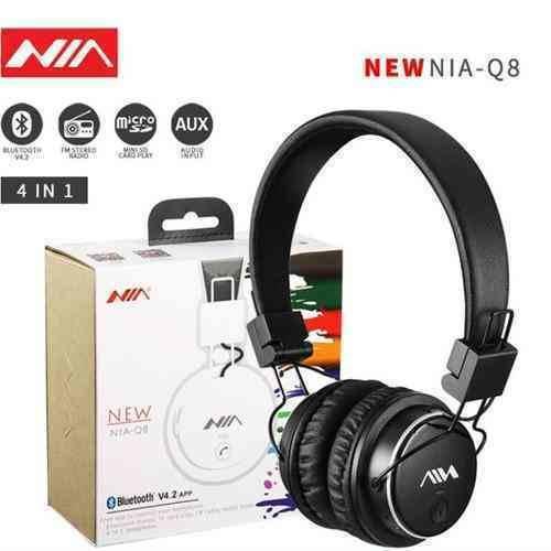 NIA Q8 Stereo Bluetooth Wireless Foldable Sport Headset With Support App, Microphone, Micro Sd Card Player, Built-In Fm Radio