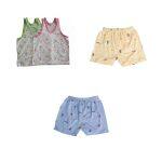 Pack Of 2 Vest 2 Shorts Baby Inner-Wear Sando Hosiery Cotton With Cartoon Print