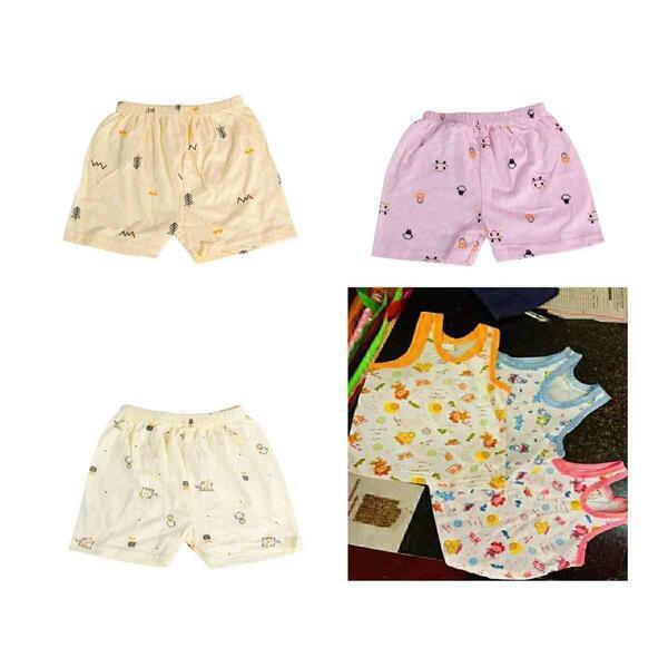 Pack Of 3 Vest 3 Shorts Baby Inner-Wear Sando Hosiery Cotton With Cartoon Print