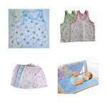 Pack Of 4 Vest 4 Shorts And 1 Piece Baby Urine Mat Baby Inner-Wear Sando Hosiery Cotton With Cartoon Print
