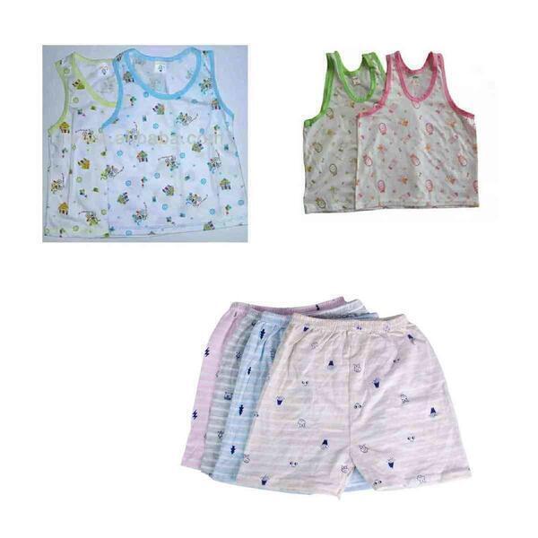Pack Of 4 Vest 4 Shorts Baby Inner-Wear Sando Hosiery Cotton With Cartoon Print