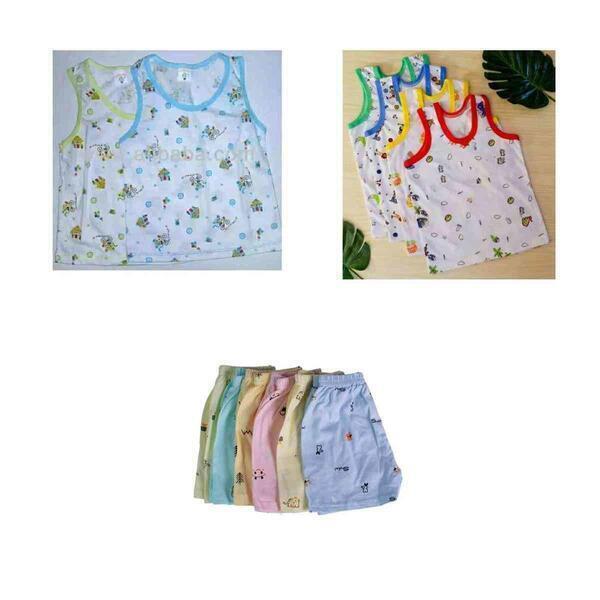 Pack Of 6 Vest 6 Shorts BABY INNER-WEAR SANDO HOSIERY COTTON WITH CARTOON PRINT (Print May Vary) By Arushi