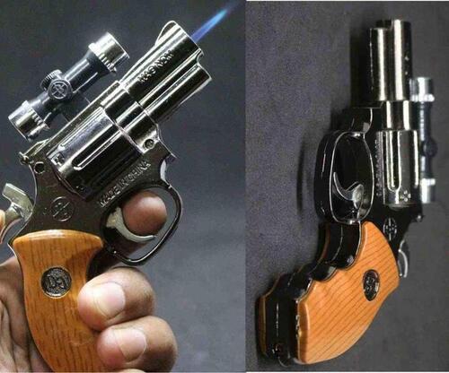 Pestol Shaped Laser Light Jet Lighter Gas Refilling Windproof Flame