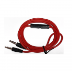 Red Aux 3.5mm (Line-in) Cable Cord With Mic Control For Headphones