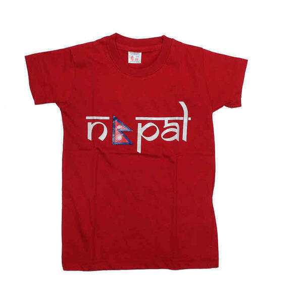 Red Nepal Printed T-Shirt For Boys