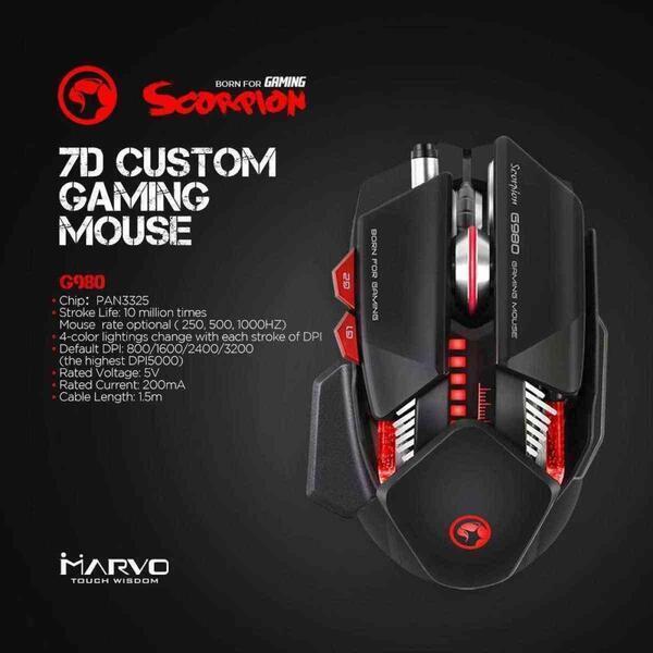 The Almari Marvo Scorpion G980Bk Gaming Mouse