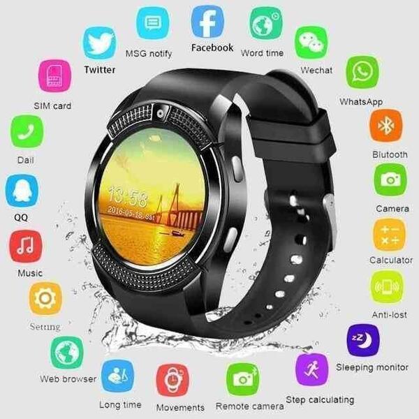 V8 Smartwatch Clock With Sim & Tf Card Slot