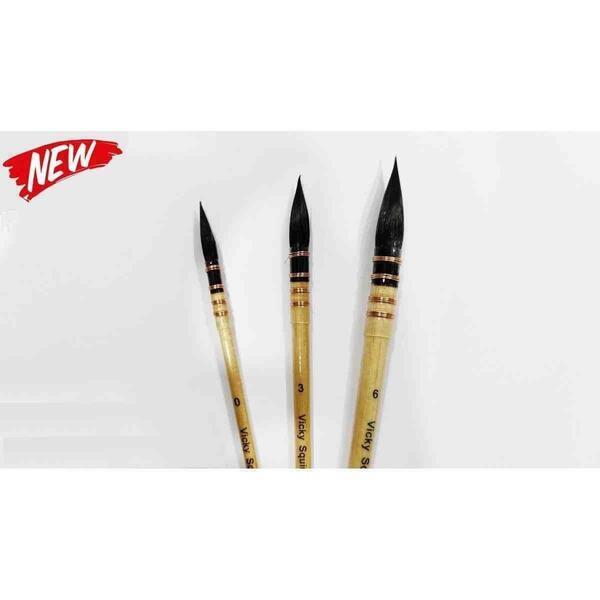 Vicky Watercolor Brush Round Squirrel Hair No.0, Professional Quality, Quilled