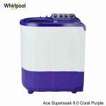 WHIRLPOOL Ace Supersoak 8 Kg Semi Automatic Washing Machine With Supersoak Technology (Ace Supersoak 8.0 Coral Purple)