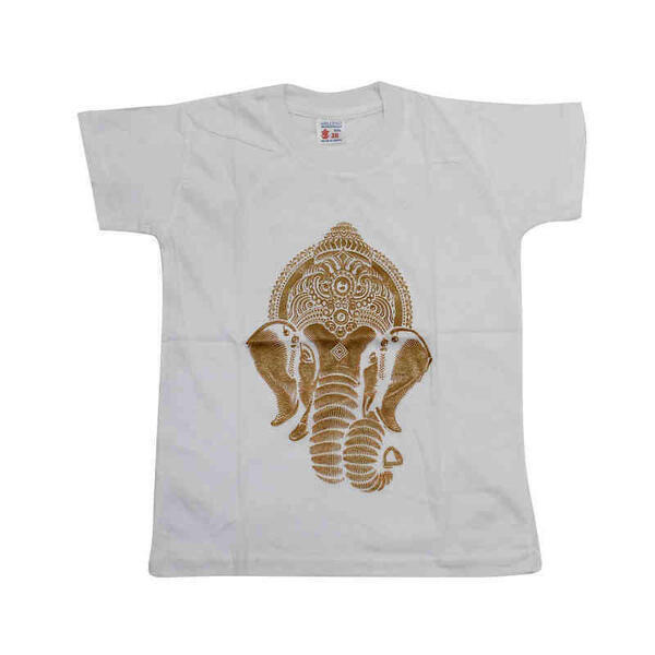White Ganesh Printed T-Shirt For Boys