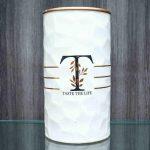White/Golden Flower Design Ceramic Flower Vase 9 Inch